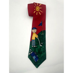 Save The Children Mens Golfer Lovers Necktie 100% Silk Golfer Dad